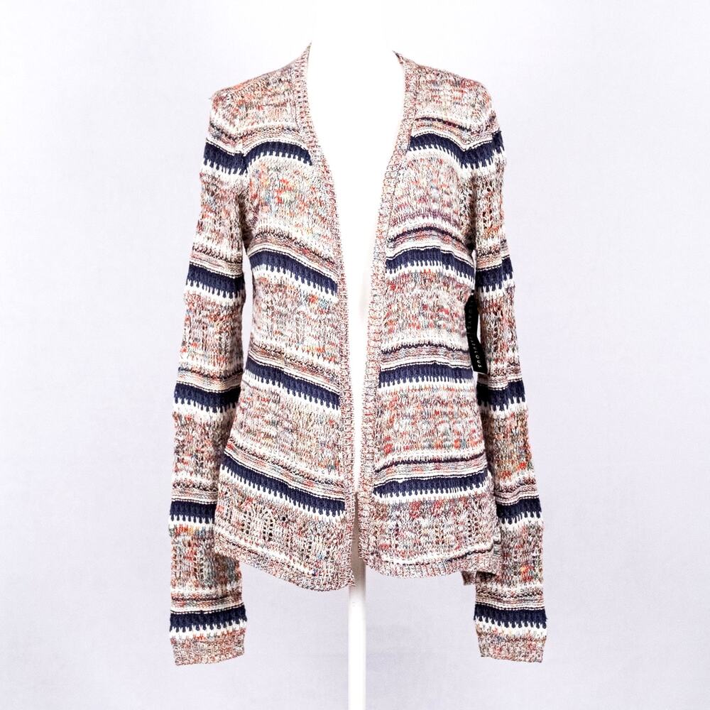 Absolutely Famous Open-Knit Cardigan SZ SMALL Beach Casual Coastal Rainbow Boho